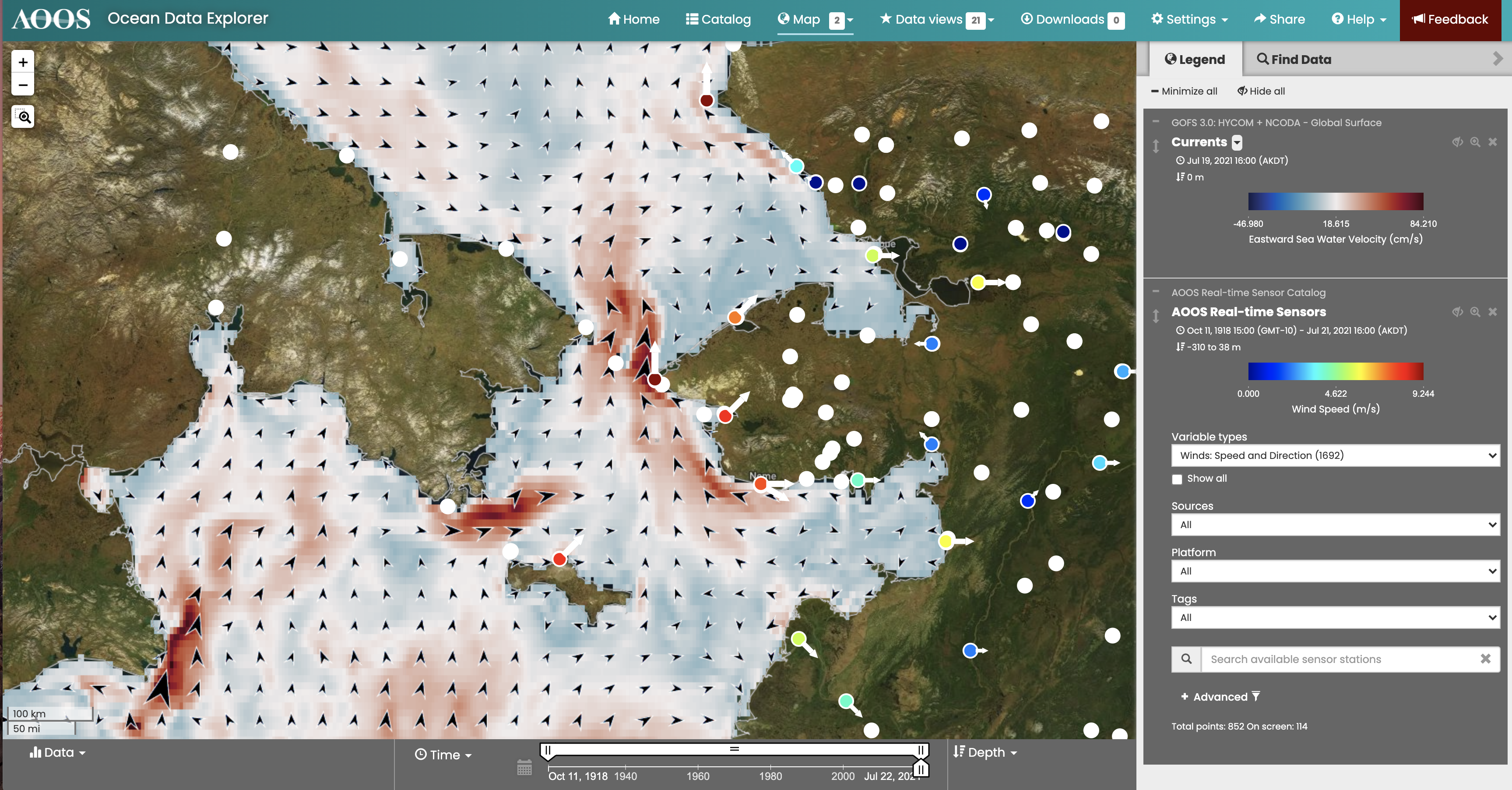 Screenshot of incident response tool showing ocean currents