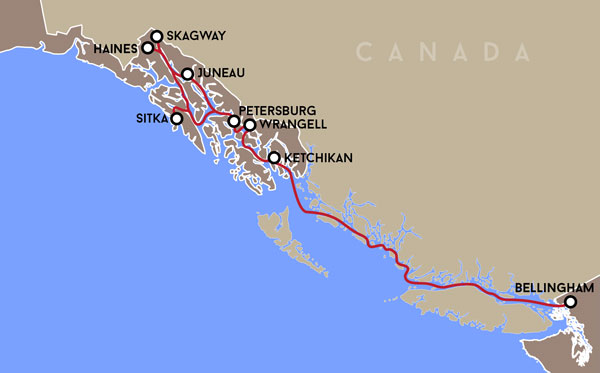 Route from Bellingham to Skagway